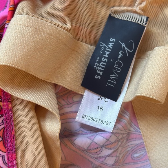 Kim Gravel x Swimsuits For All Blouson Tankini Pink Multi Print Size 16 Swim - Picture 3 of 6